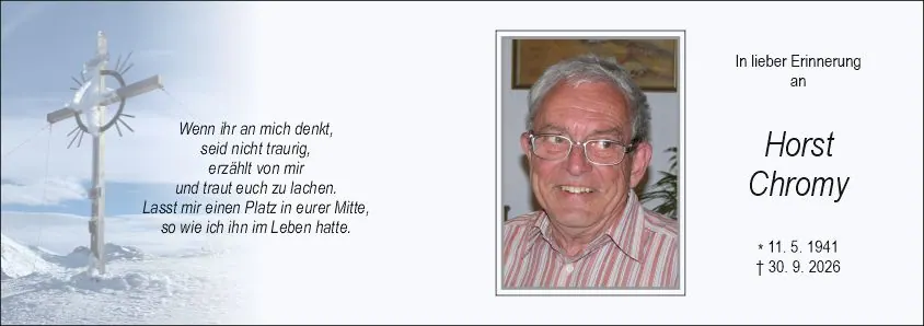 Sterbebild von Horst Chromy, Völs
