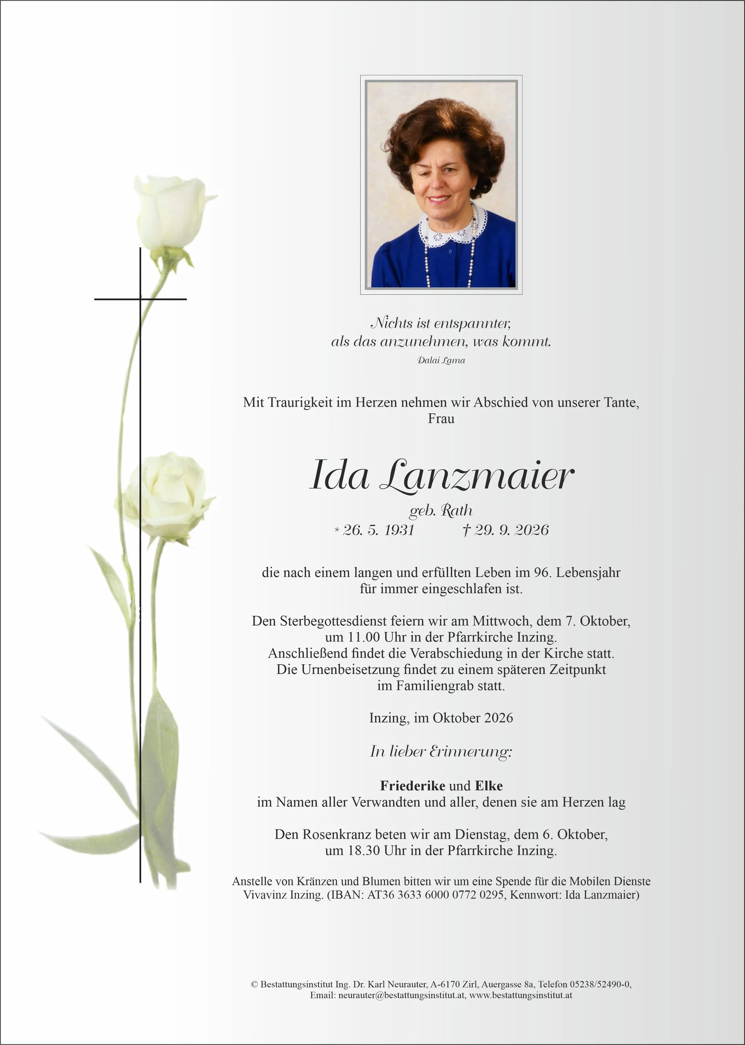 Parte von Ida Lanzmaier, Inzing