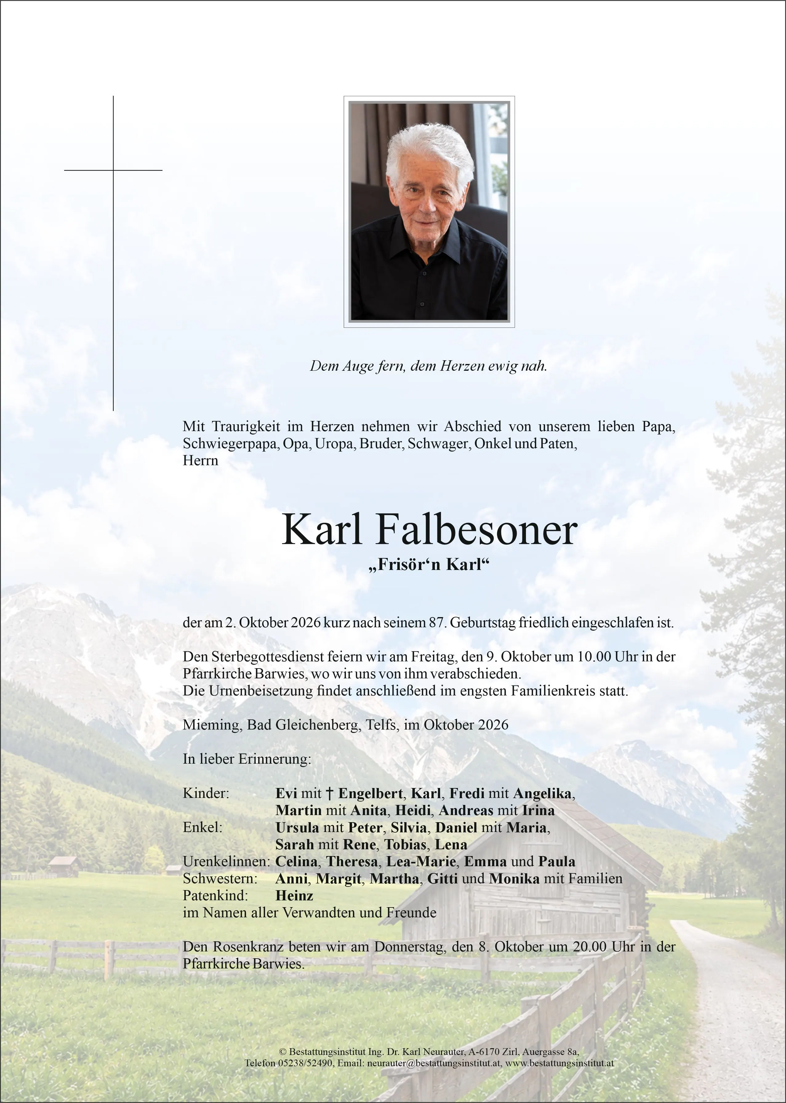 Parte von Karl Falbesoner, Barwies