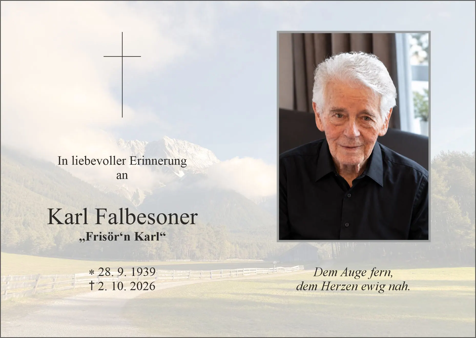 Sterbebild von Karl Falbesoner, Barwies