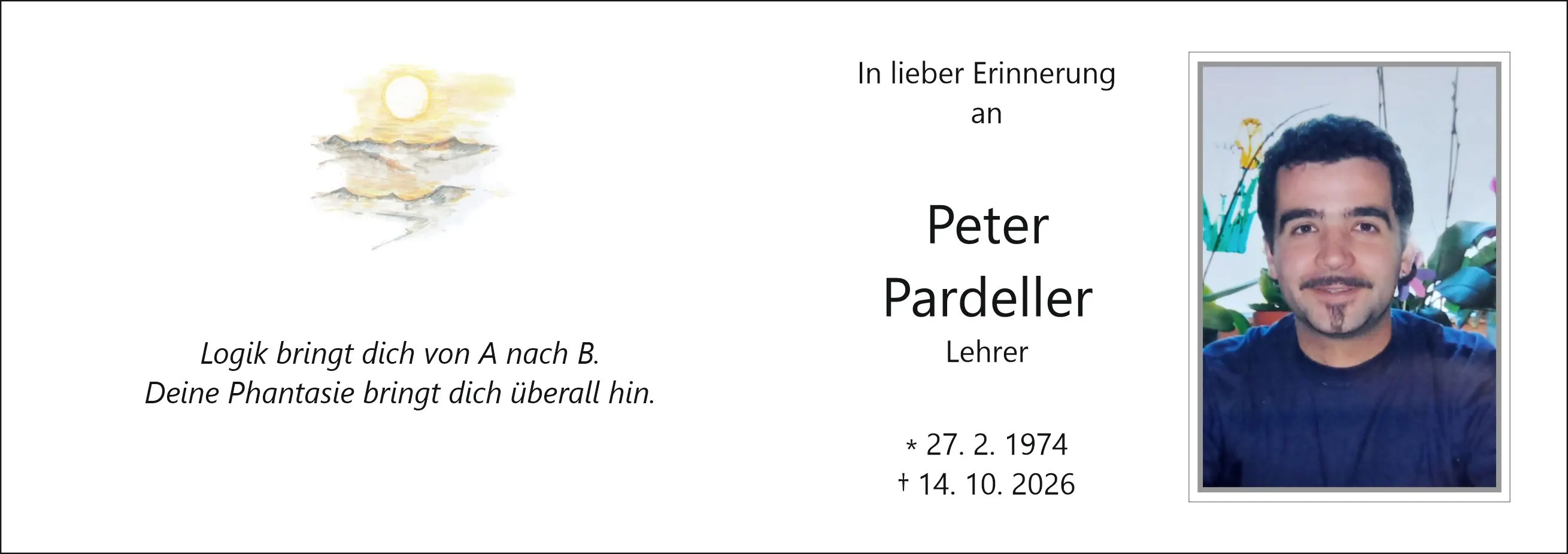 Sterbebild von Peter Pardeller, Flaurling