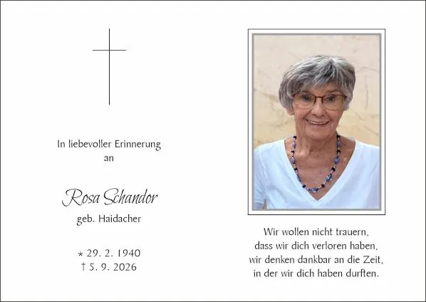 Sterbebild von Rosa Schandor, Völs