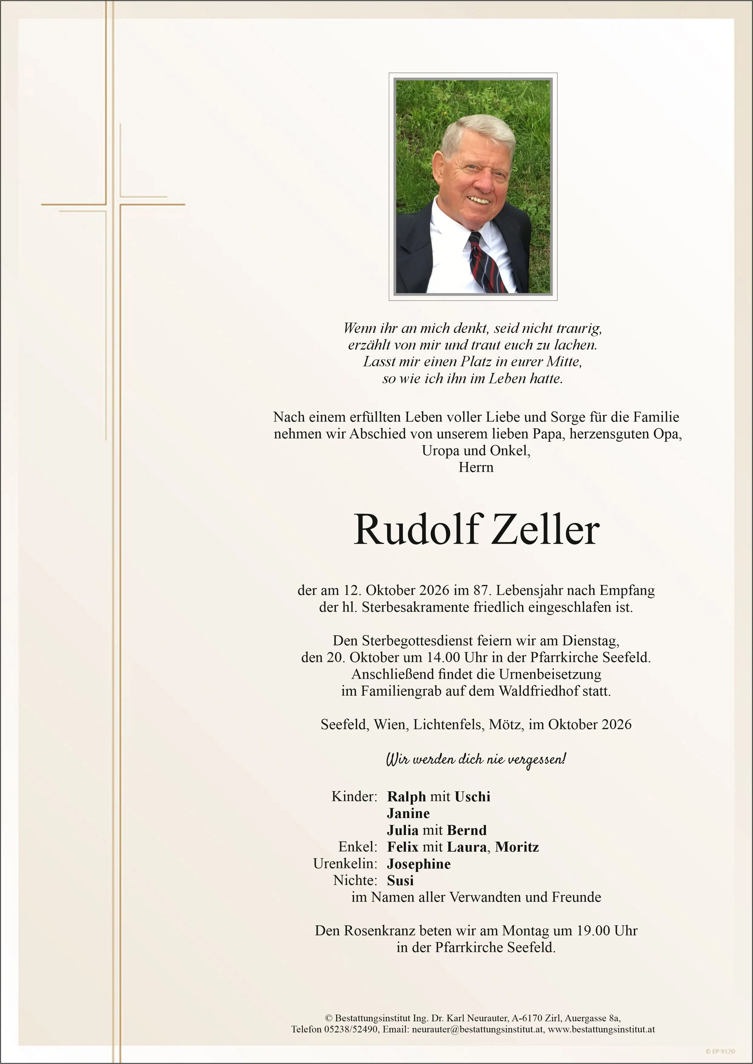 Parte von Rudolf Zeller, Seefeld in Tirol