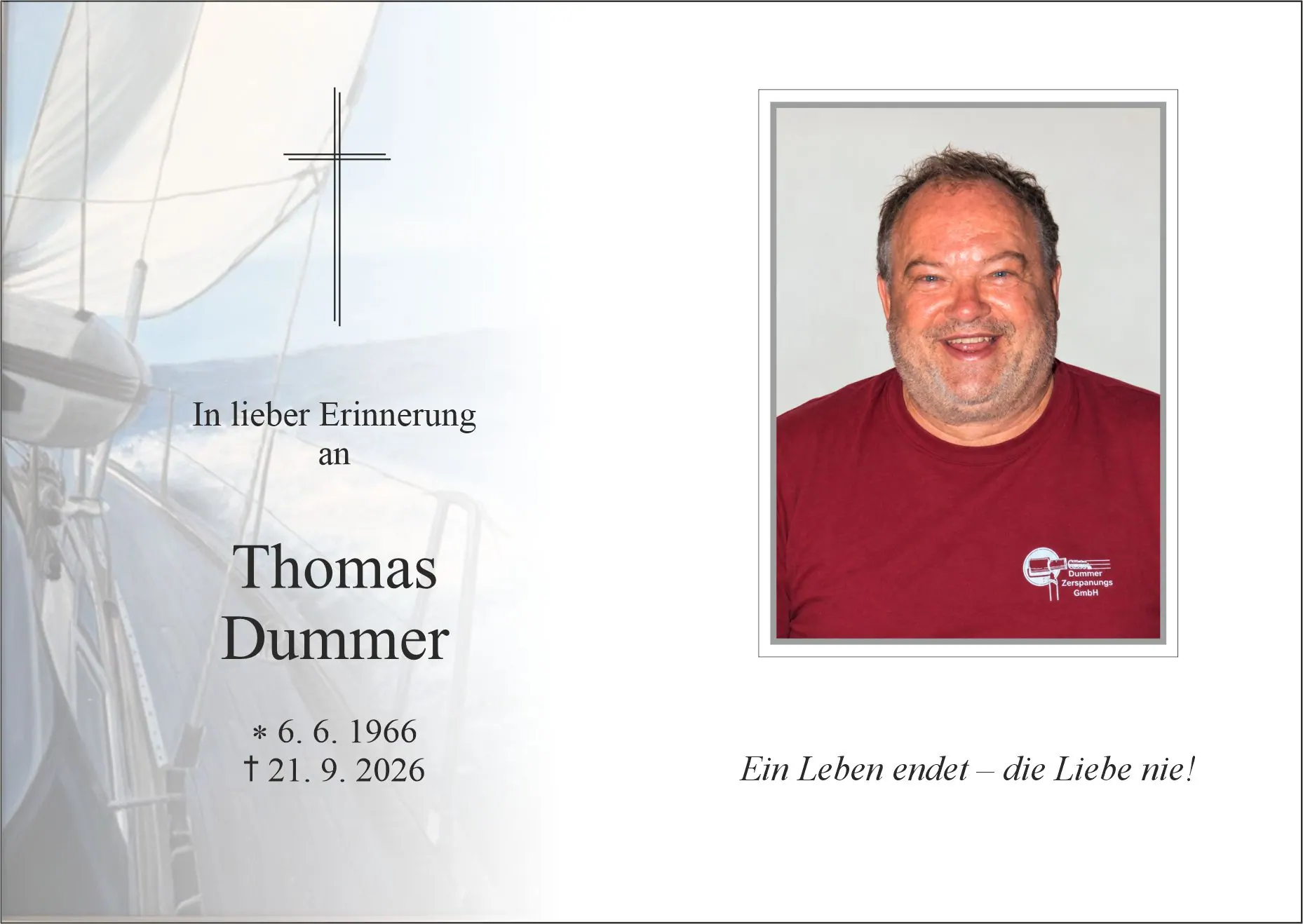 Sterbebild von Thomas Dummer, Pettnau